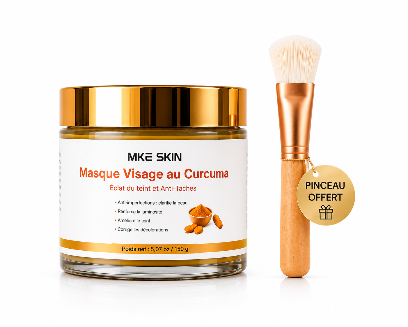 Masque Visage au Curcuma + Pinceau Applicateur OFFERT