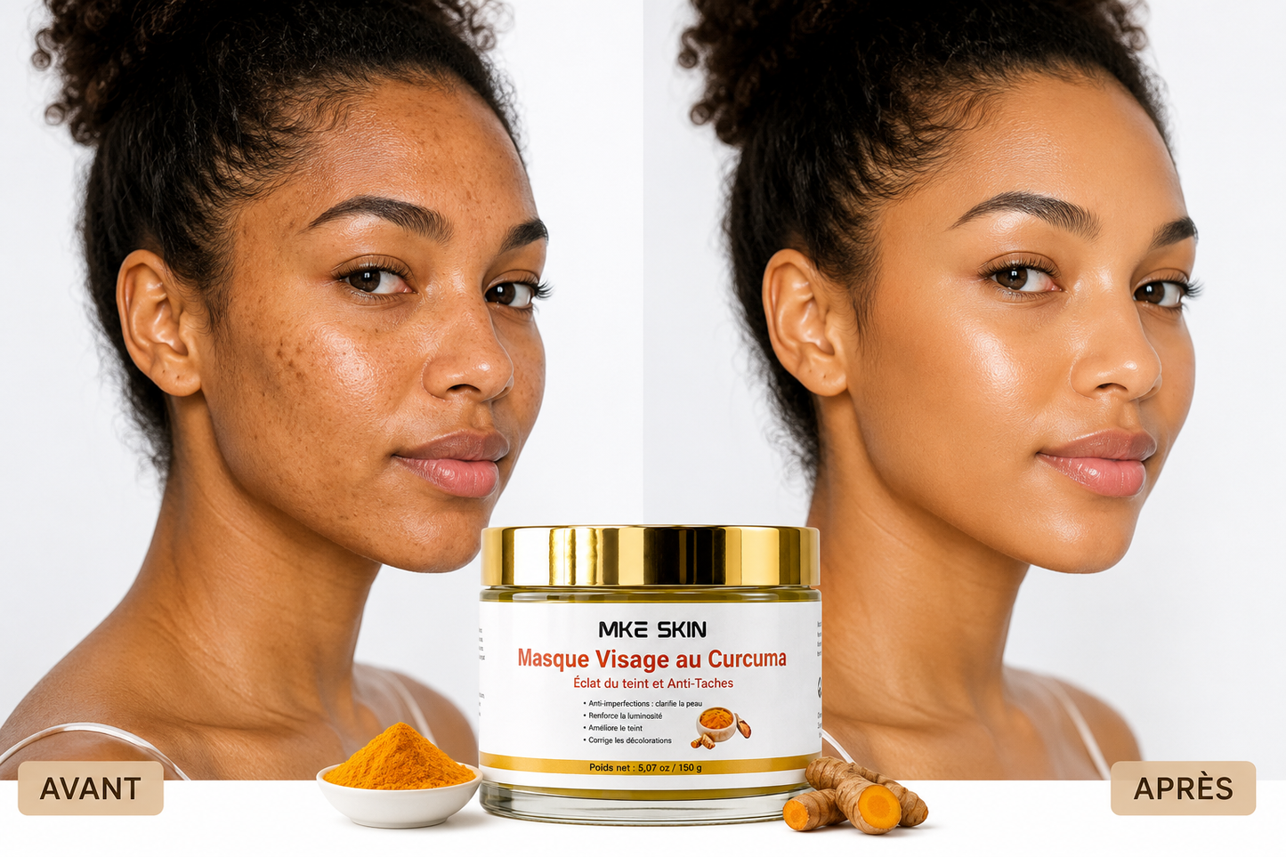 Masque Visage au Curcuma + Pinceau Applicateur OFFERT